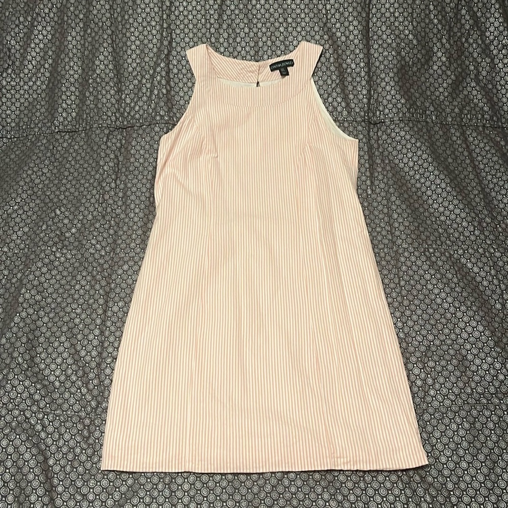 Cynthia Rowley pink and white sear-sucker dress